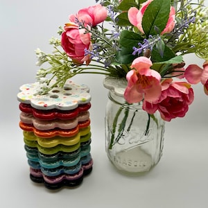Stoneware Flower Frog For Small Mouth Mason Jar