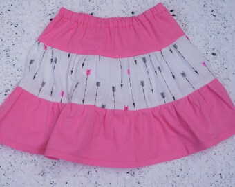Girl's clothes - handmade peasant skirt Pink/white - size 3