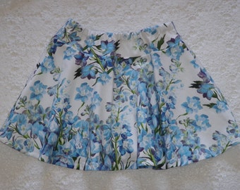 Girl's clothes - handmade skirt - blue floral -size 3