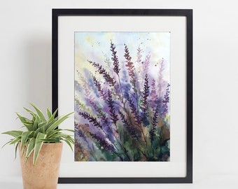 Lavender Fields Wall Art - Watercolor Painting, Botanical artwork, Garden Herbs, Kitchen Farmhouse Decor - DIGITAL DOWNLOAD PRINTABLE