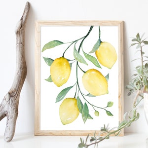 Lemons Painting DIGITAL DOWNLOAD - Botanical Illustration, Wall Art, Citrus Fruit Artwork,