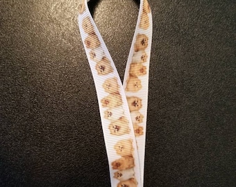 Pomeranian Print Wrist Lanyard, Grosgrain Ribbon Key Holder