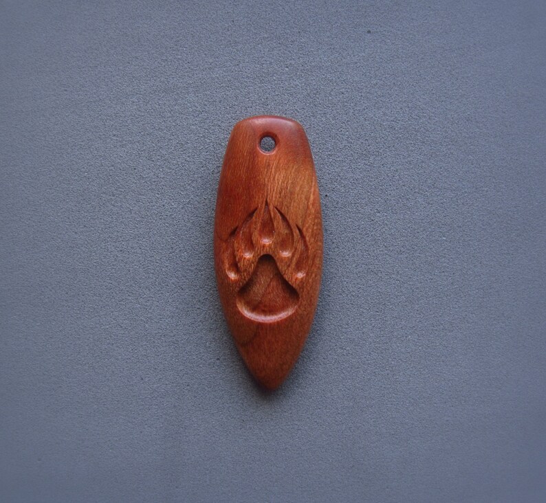 Wood necklace Bear paw Pendant Jewelry Necklace Charm Carving Etsy
