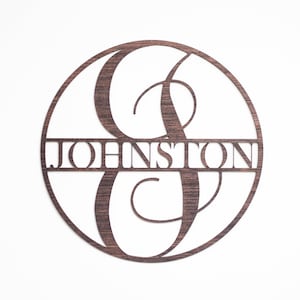 Split Monogram Wall or Door Sign - Classic Circle - Personalized - Surname Engraving