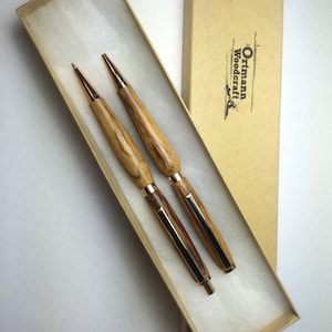 Marble Wood Pen and Mechanical Pencil Set