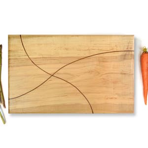Hard Maple Cutting Board with Walnut Inlay - Handmade