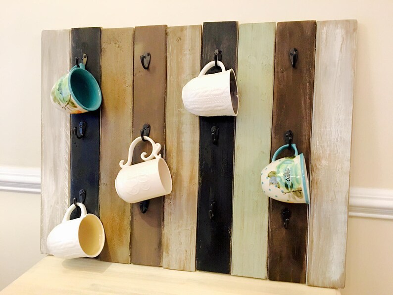 12 Cup Multi Stained Coffee Mug Rack Mug Hooks Coffee Mug Etsy