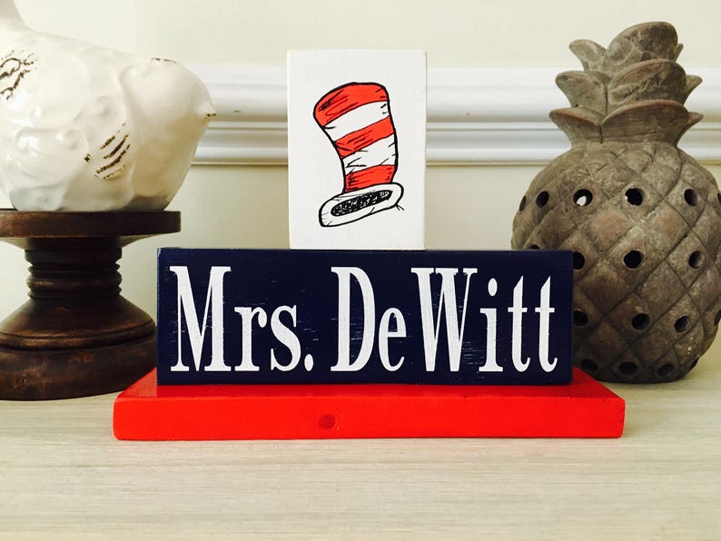 Cat In The Hat Dr Seuss Desk Sign Classroom Decor Etsy