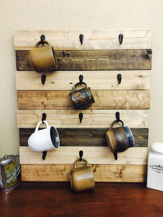 Coffee Cup Holder Coffee Mug Rack Coffee Decor Kitchen Rustic Etsy