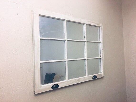 Vintage 9 Pane Looking Glass Window Mirror Frame Ivory Looking Glass Window Mirror Frame Ivory