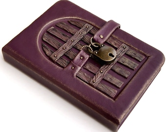 Lockable leather notebook with door, Graduation gift, personalized journal, diary with lock and key