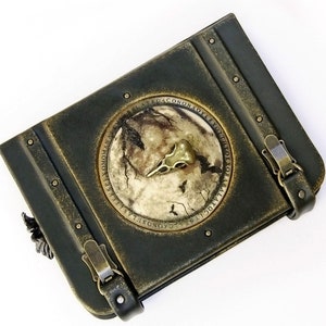 Buch der Schatten mit Rabenschädel, Zauberbuch, Magic Witch Journal, Gothic Leder Journal