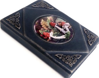 Pilz Vintage A6 Notizbuch, Leder Journal, personalisiert, blanko Buch