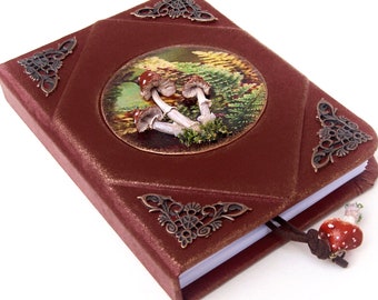 Lederbuch: Handgemachter Botanischer Pilz, Hardcover