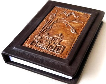 Personalized Leather Journal A6: Handmade Travel Diary Sketchbook