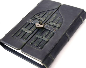 Lederbuch mit abschließbarer Tür, Tagebuch A5 im Vintage-Stil, 310 Seiten aus gealtertem Papier