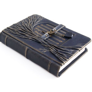 Leather Journal Gothic Notebook The Raven Grimoire Print - Vintage