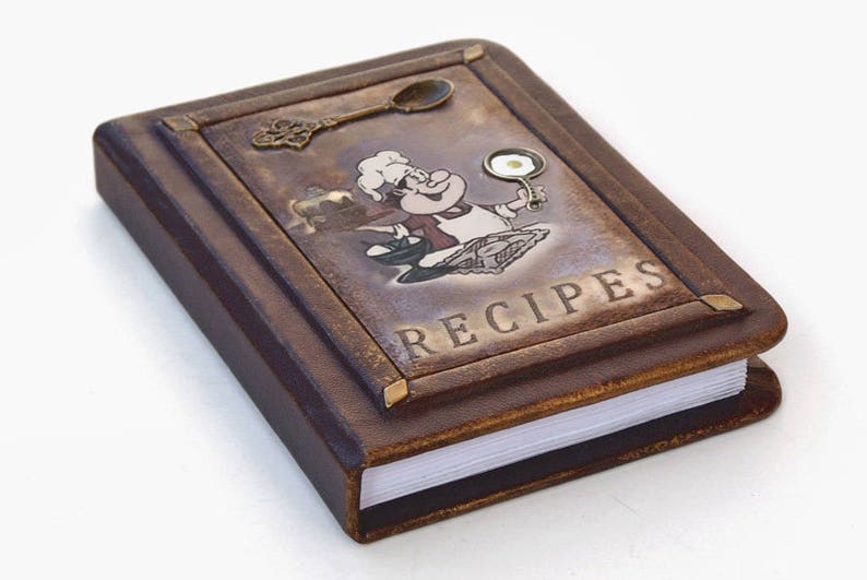 Leather Recipe book, personalized recipe journal, recipe notebook, cookbook, gift for her, chef gift image 1