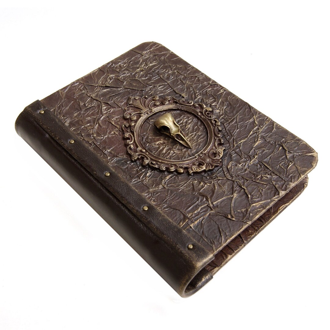 Vintage Style Journal Hard Cover, Grimoire, Raven Skull on the Cover ...