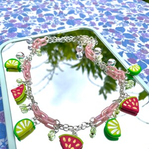 Watermelon and Lime Charm Necklace