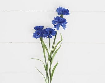 Artificial Blue Cornflower Stem Spray (Dark), blue cornflower, faux cornflower, artificial cornflower, spring flower, blue flowers