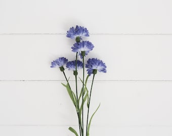 Artificial Blue Cornflower Stem Spray (Mid), blue cornflower, faux cornflower, artificial cornflower, spring flower, blue flowers