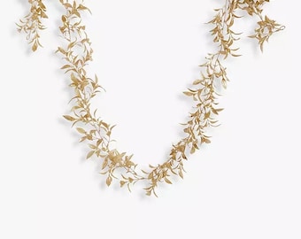 Sparkle Gold Leaf Garland, Christmas Table Runner (180cm)