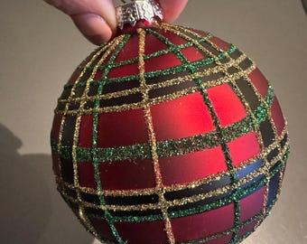 Tartan Sparkle Bauble 8cm Christmas Tree Decoration, Venue Decor, Traditional Baubles, Bauble, Hotel Bauble