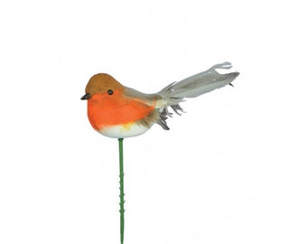 Artificial Robin Bird - Floral Decoration, Christmas Wreath, Home Decor, Xmas Bird, Ornament, Robin Red Breast
