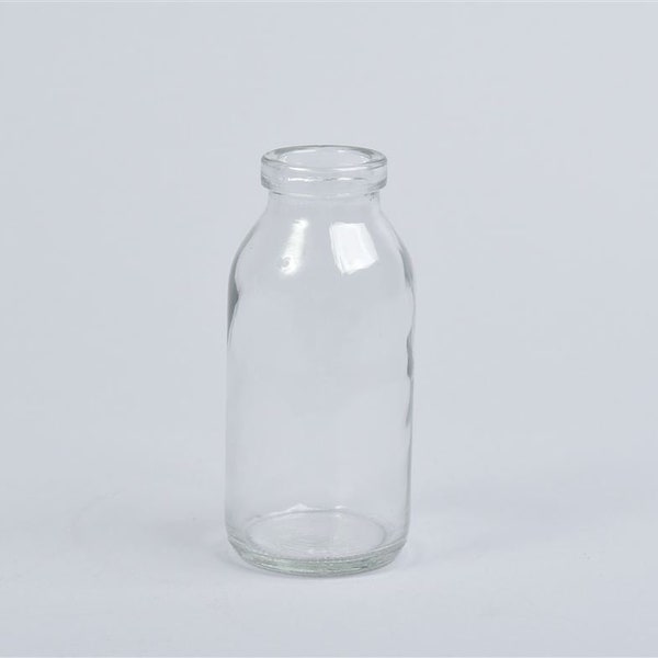 Clear Glass Mini Milk Bottle, wedding, flower vase, floral display, event styling, wedding table decor