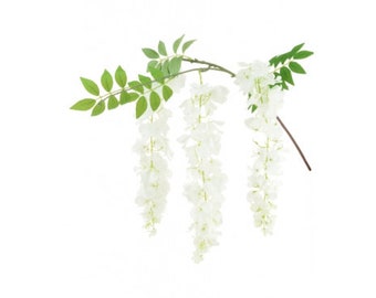 Artificial Silk White Wisteria Spray 103cm faux wisteria, white flowers, wedding backdrop, floral stems, home decor