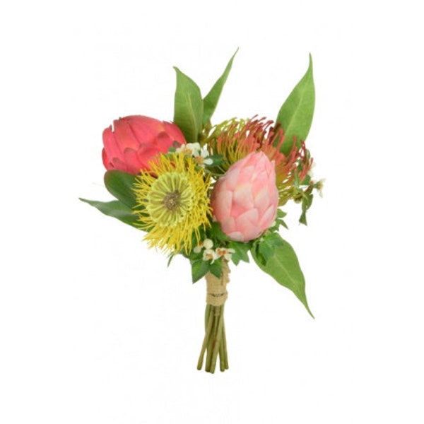 Artificial Exotic Bouquet, faux telopea waratah, faux protea, Australian flowers, artificial wedding flowers