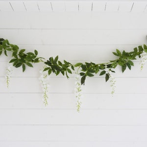 Artificial White Wisteria Garland - 180cm long, wisteria garland, artificial garland, faux garland, window display, salon decor