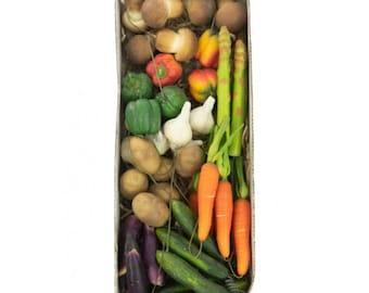 Artificial Assorted Mini Wired Vegetable, 48 pieces, faux carrot, mushrooms, asparagus, pepper, potato, vegetables, restaurant decor