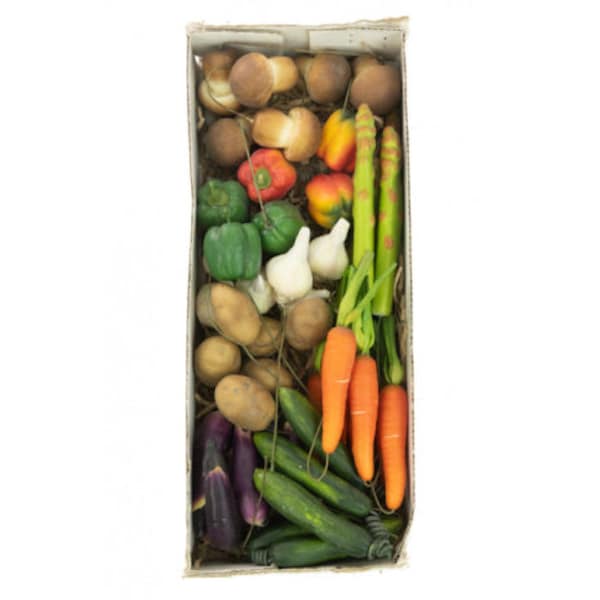 Artificial Assorted Mini Wired Vegetable, 48 pieces, faux carrot, mushrooms, asparagus, pepper, potato, vegetables, restaurant decor