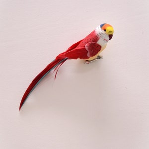 Artificial Red Exotic Bird - Floral Decoration, Wreath, Home Decor, Funeral Bird, Ornament, Parrot, Faux Parrot