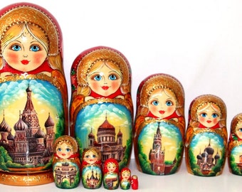 Nesting doll /"Nastya with bouquet/" 10 pcs