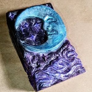 Celestial Bar Soap, Moon and Stars Soap, Hand Painted Soap, Create your own scent, Witchy Soap, Witch Bathroom Aesthetic, Vegan Soap image 4