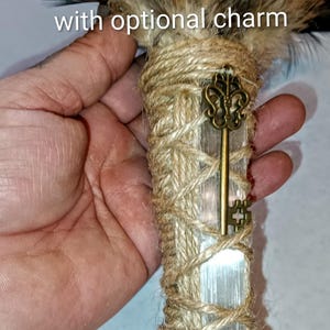 Witch's Wand, Feather Smudge Wand, Feather Wand, Peacock Feather Wand, Energy Wand, Altar Ritual Wand, Banishing wand, Ritual Wand image 9