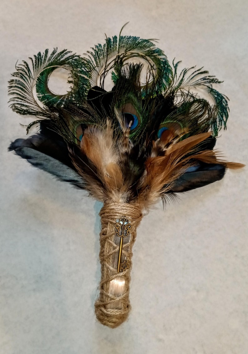 Witch's Wand, Feather Smudge Wand, Feather Wand, Peacock Feather Wand, Energy Wand, Altar Ritual Wand, Banishing wand, Ritual Wand image 10