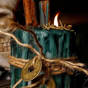 Money Spell Candle, prosperity spell, good fortune candle, good luck candle, Herbal Candle, Wiccan Spell Candles, money drawing candle