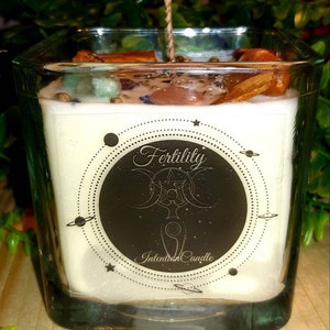 Fertility Intention Candle, Fertility Journey Candle, Crystal Candles, Herbal Candles, Meditation Candles, Pregnancy Meditation Candle image 1