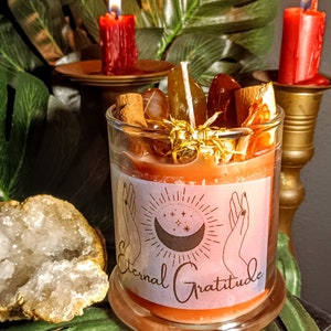 Eternal Gratitude Candle, Gratitude Candle, Energy Work, Meditation Candle, Thankful Candle, Offering Candle, Crystal Candle, Herbal Candle image 3