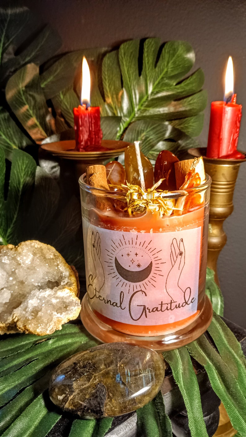 Eternal Gratitude Candle, Gratitude Candle, Energy Work, Meditation Candle, Thankful Candle, Offering Candle, Crystal Candle, Herbal Candle image 3