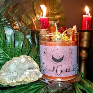 Eternal Gratitude Candle, Gratitude Candle, Energy Work, Meditation Candle, Thankful Candle, Offering Candle, Crystal Candle, Herbal Candle image 1