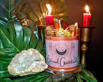 Eternal Gratitude Candle, Gratitude Candle, Energy Work, Meditation Candle, Thankful Candle, Offering Candle, Crystal Candle, Herbal Candle