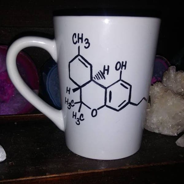 THC Molecule Mug, THC Mug, Mary Jane Mug, Marijuana Mug, Hand Painted mug, stoner gifts, legalize it mug, stoner science mug, pot weed mug