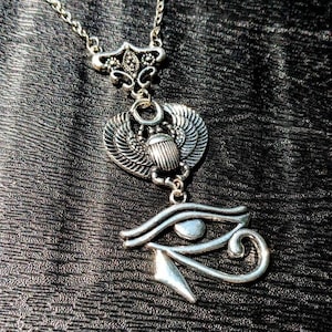 Eye Of Horus Amulet, Scarab Beetle Amulet, Protection Pendant, Egyptian Gods, Egyptian, Wejat Eye Amulet, Ancient Egypt, Eye of Protection