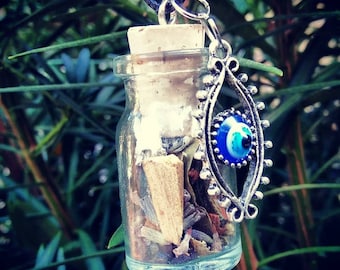 Protection Bottle, witches spell bottle, protection bottle necklace, Protection From Evil / Hexes / Black Magick /Negativity / Evil Eye