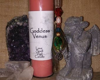 Love Spell Candle... Goddess Candle. Venus Candle. Ritual Love Spell Candle. Goddess Invocation Candle. Love Spells. Witches Spell Candle.